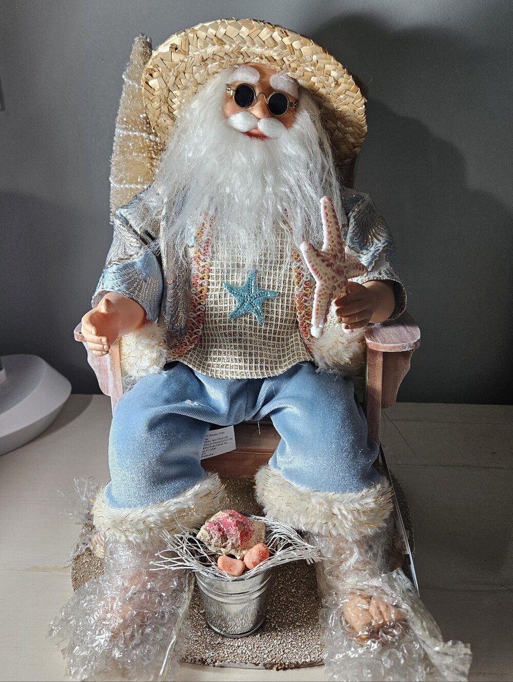 NEW! Magical Season 14" Coastal Beach Santa on Adirondack Chair Figurine